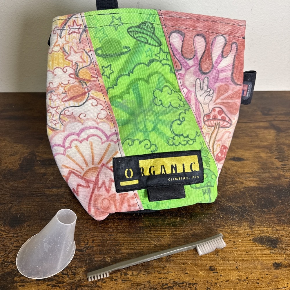 Organic Climbing Chalk Bucket Large 11x10x7 USA Made Red Stripe Bouldering Bag
